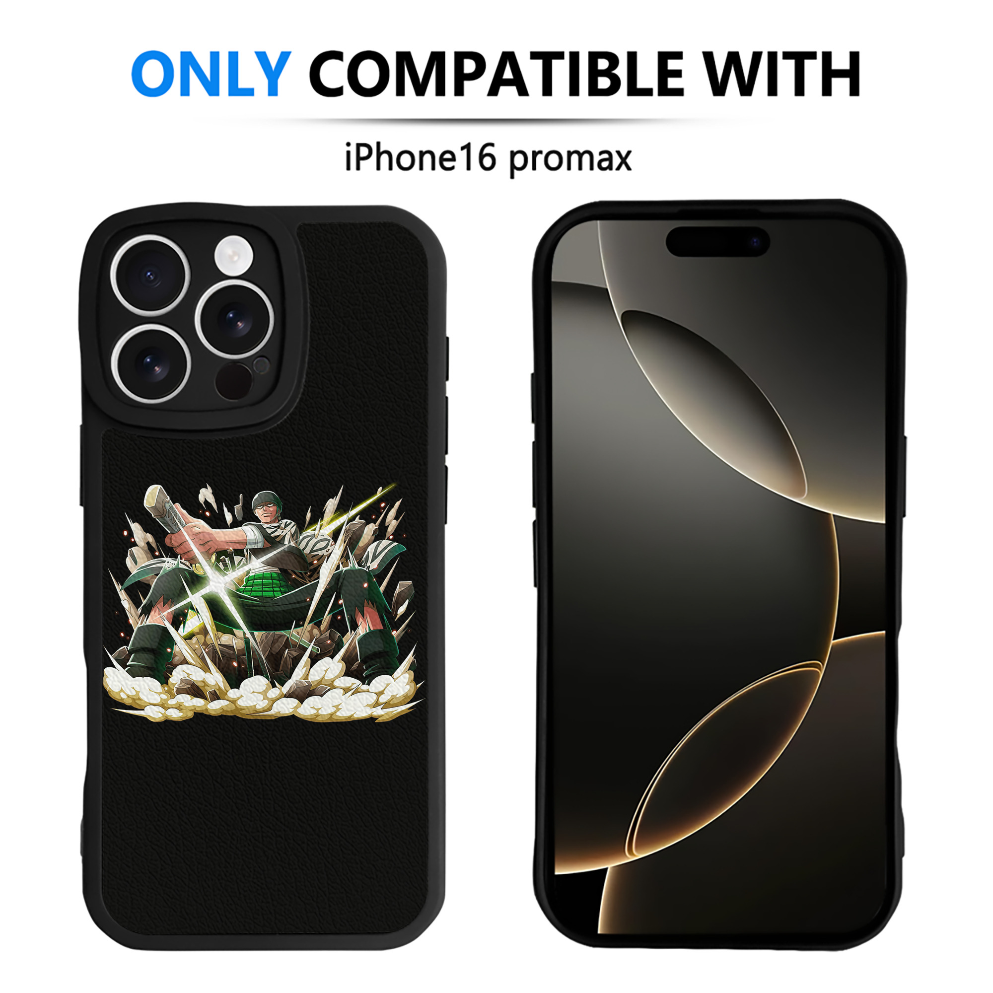 （画像用） ワンピース ロロノア・ゾロ ONE PIECE Roronoa Zoro 【iPhone 16シリーズ対応】シリコンスマホケース（レザー調） 材質：シリコン